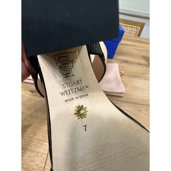 Stuart Weitzman Olive 75 Sandal Black Patent Leather Size 7 NIB Elegant Dressy - Picture 12 of 14